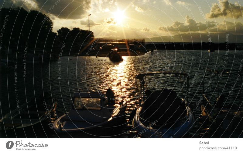 porto platanias Wasserfahrzeug Licht Gegenlicht Kreta Griechenland Europa Hafen Sonne