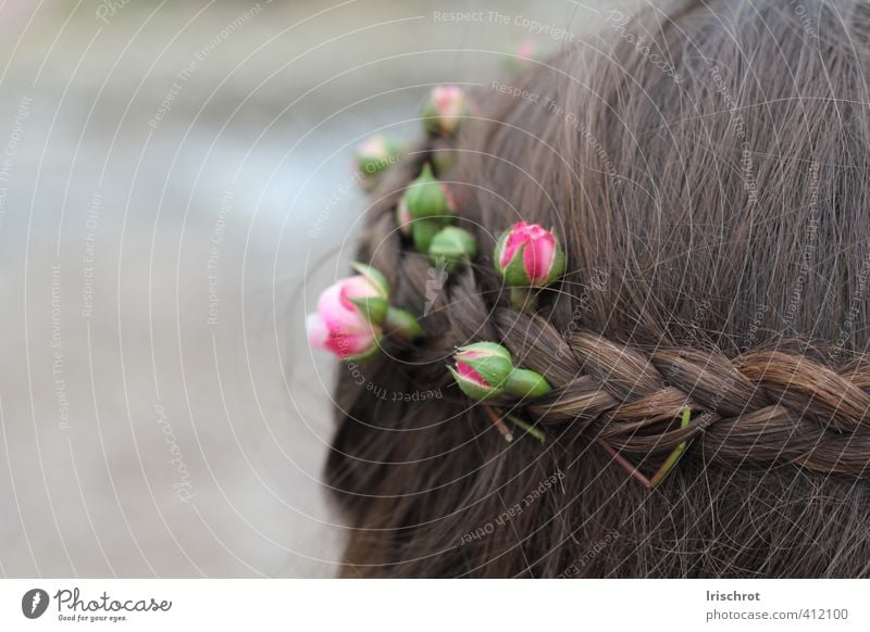 Frühlingskind Haare & Frisuren Blume Mensch Detailaufnahme Sommer Blütenknospen Flechtzopf Kind Blumenkranz