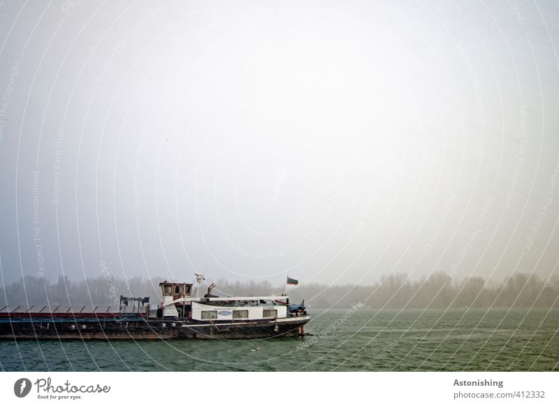 Boot von links! Natur Luft Wasser Himmel Horizont Herbst Wetter schlechtes Wetter Nebel Regen Pflanze Baum Wald Wellen Fluss Donau Verkehr Schifffahrt