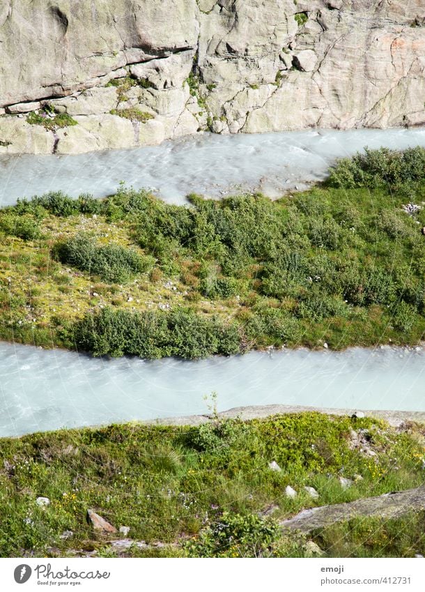 dreigeteilt Umwelt Natur Landschaft Wasser Felsen Bach Fluss natürlich grün Gletscherschmelze Farbfoto Außenaufnahme Menschenleer Tag Vogelperspektive