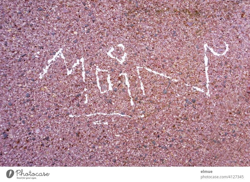 " Moin "  steht in weiß auf einem lila Stein / Straßenkunst / Gruß moin Guten Morgen Schrift Kunstschrift Typographie Schriftzeichen Kreativität Jugendkultur