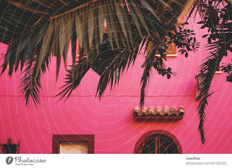 Bunte Häuser in Alboraya, Valencia, Spanien Architektur kitch farbenfroh Paradies pulsierend brilliant Wand Dekor Dekoration & Verzierung dekorativ intensiv