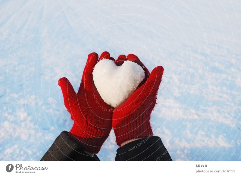 Herz aus Eis Winter Frost Schnee kalt Gefühle Stimmung Sympathie Liebe Verliebtheit Treue Romantik Liebeskummer Handschuhe herzförmig Schneelandschaft