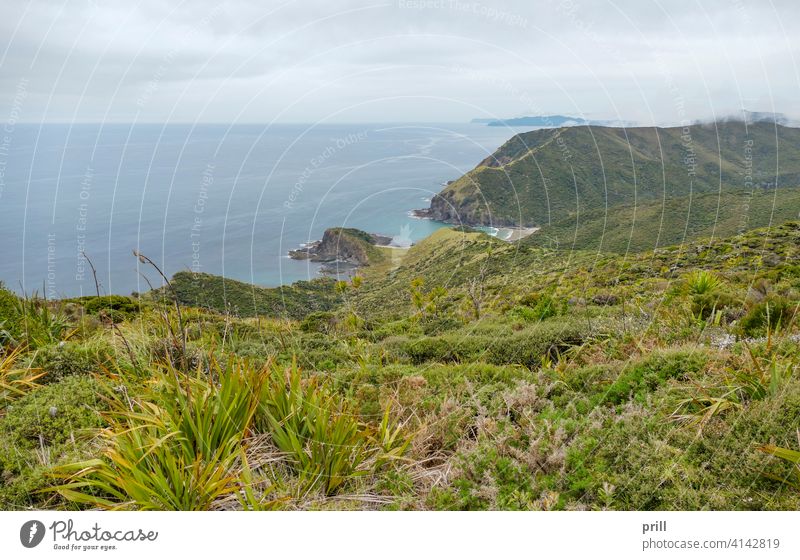 Cape Reinga in Neuseeland Kap Reininga te rerenga wairua Aupori-Halbinsel Nordinsel Küste Küstenstreifen MEER Meer Landschaft Tasmanische See Pazifik felsig