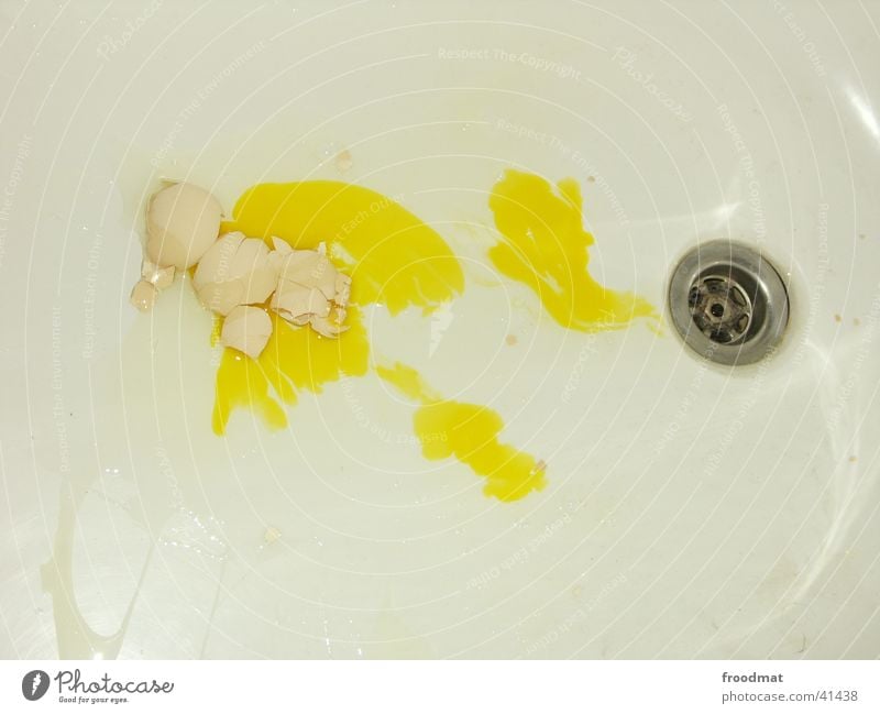 Dali wird 100 - Wanne voll Eier - viertens kaputt Abfluss Badewanne Eigelb Eierschale gebrochen obskur