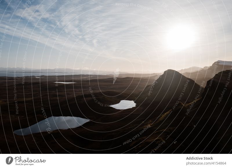 Majestätische Kulisse von Bergen und See am Morgen Berge u. Gebirge Landschaft Hochland Morgendämmerung Sonne atemberaubend Schottisches Hochland Schottland