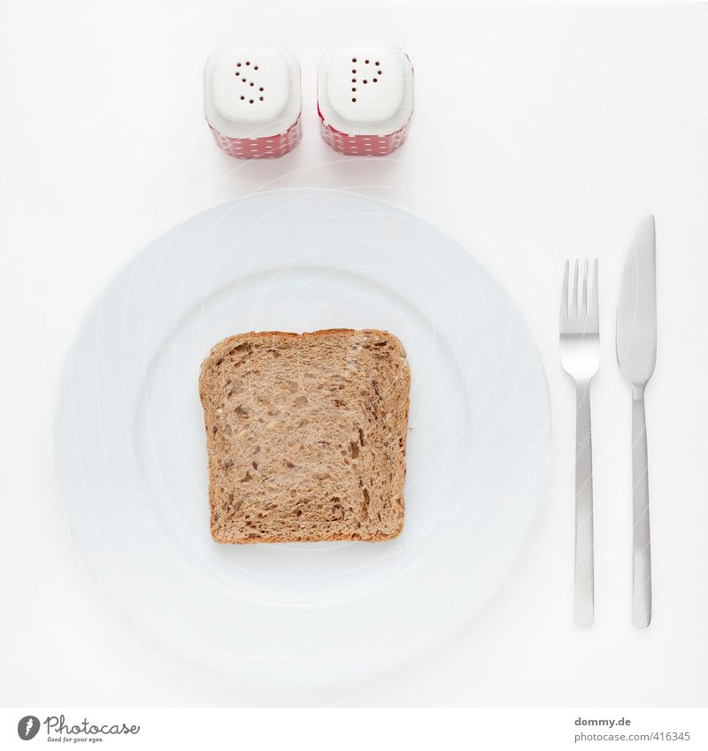 s | p Lebensmittel Brot Ernährung Essen Frühstück Diät Geschirr Teller Besteck Messer Gabel Stahl Duft braun Gesundheit Natur Wellness Toastbrot Salz Pfeffer
