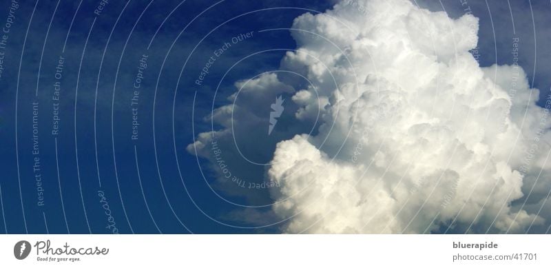 Panorama Wolke Wolken weiß leicht Kumulus Watte luftig Nebel groß Himmel blau Strukturen & Formen Panorama (Bildformat)