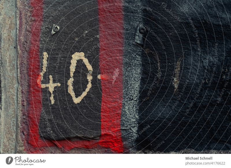 Nummer 40, rot gerahmt Zahl vierzig zahl Ziffern & Zahlen Mauer zählen