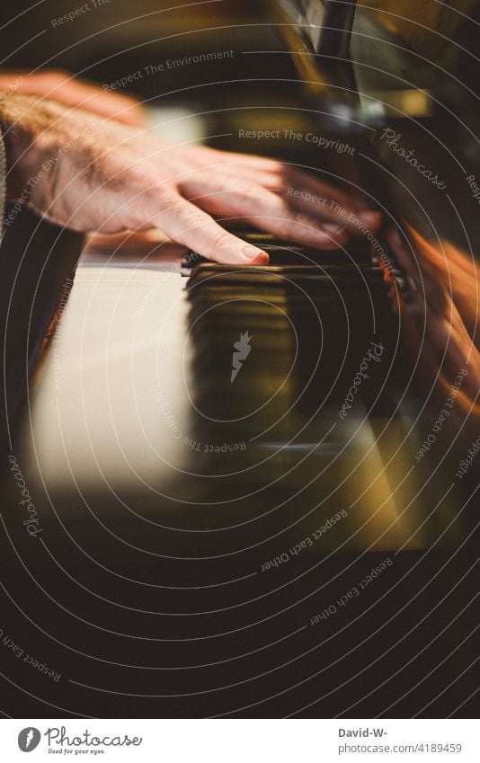 Klavier spielen - Hände auf den Tasten musizieren Musiker Pianist Konzert üben Musikinstrument Finger