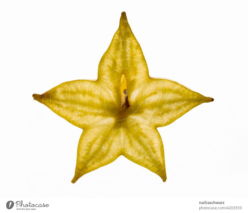 Sternfrucht Karambole Averrhoa carambola Strukturen gelb Strukturen und Formen Schnittstelle Dessert Nachtisch vegan Obst Foodfotografie Foodporn