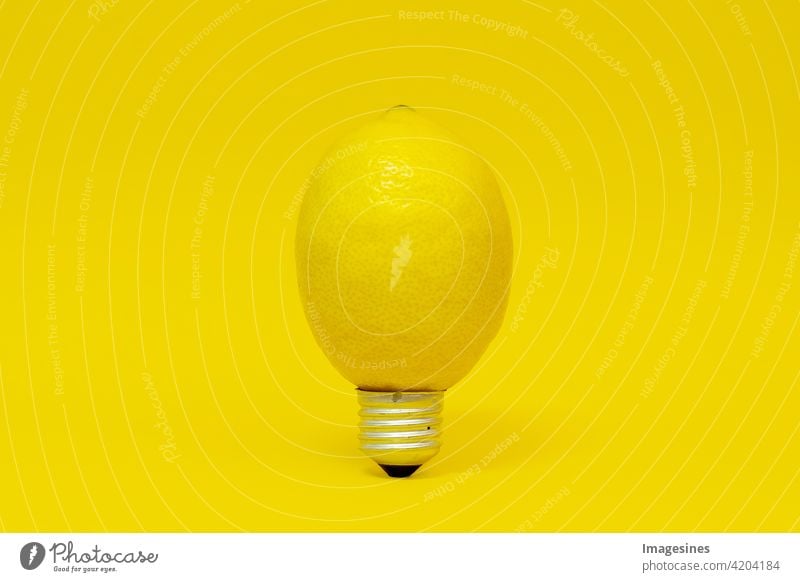 Reife elektrische Zitrone Kreativ Konzept Lebensmittel gesundheit diät frucht Form Glühbirne Öko gelb Hintergrund hell Zwiebel Zitrus kreativ Küche Design