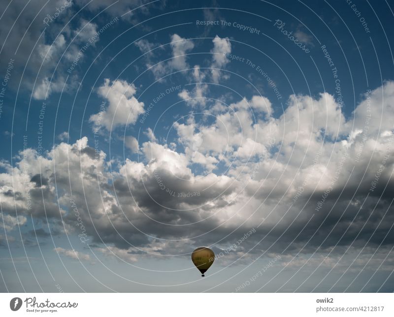Tiefflieger Ballon Außenaufnahme Himmel Umwelt Idylle Ferne Panorama (Aussicht) ruhig Totale friedlich Stille Windstille elegant Leichtigkeit Stimmung Fernweh