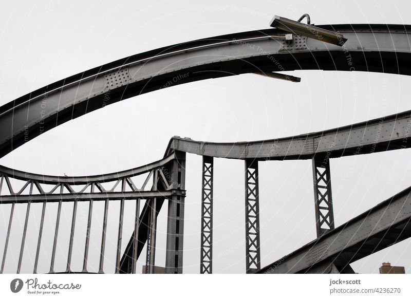 sogenannte Millionenbrücke im Detail Stahlkonstruktion Himmel Architektur Bogen Stahlträger Brücke abstrakt Swinemünder Brücke Berlin-Wedding Bauwerk