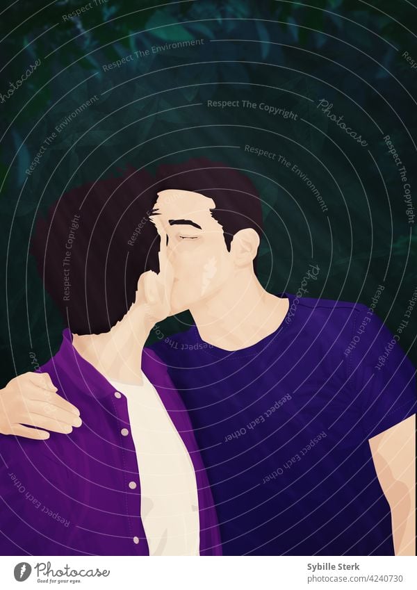 Zwei Männer, die sich küssen küssende Männer schwul lgbt Paar Liebe Romantik außerhalb Licht Fröhlichkeit Partnerschaft Homosexualität