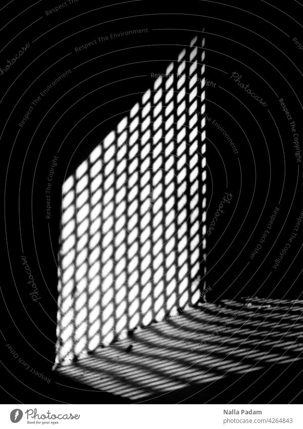 Licht-Schatten-Muster analog Analogfoto sw Schwarzweißfoto Raute Linie menschenleer Gitter