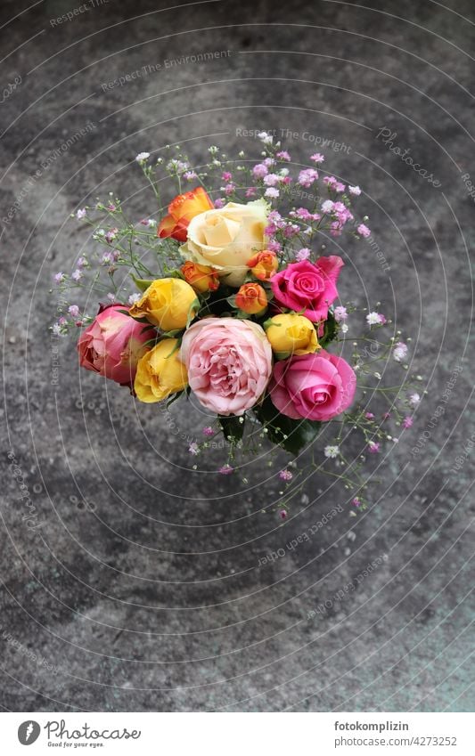 Rosensträußchen Blumenstrauß Strauß Sträußchen Geschenk schön Muttertag Geburtstag Blühend Blüte Hochzeit Feste & Feiern Valentinstag rosa bunt Gastgeschenk