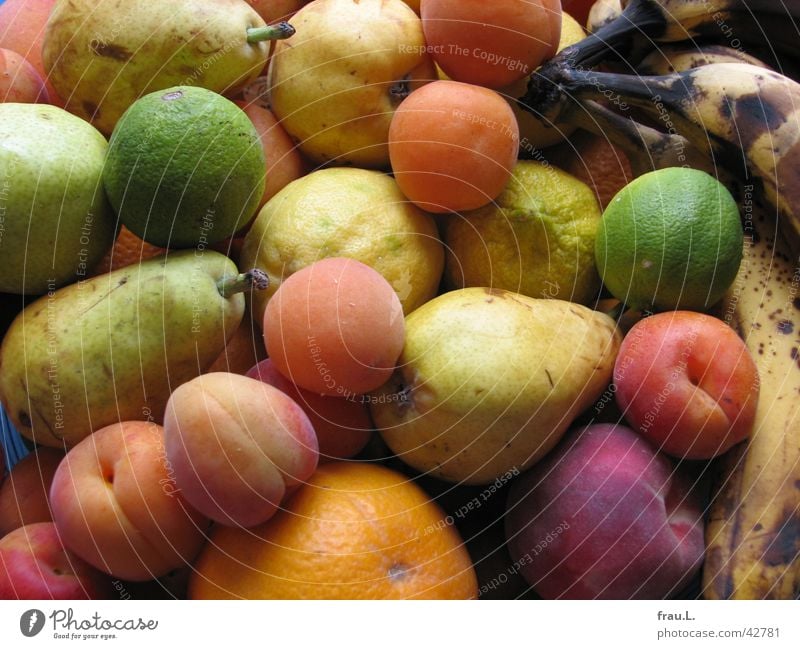 Öko-Obst Pfirsich Aprikose Zitrone Banane Gesundheit lecker ökologisch Vitamin Obstschale Ernährung Frucht Limone ökologischer landbau orange Birne Apfel