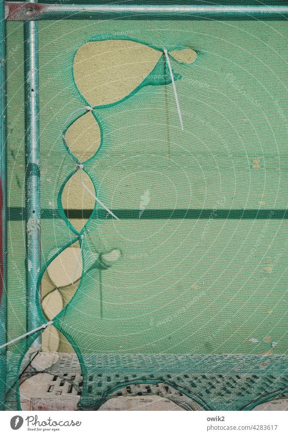 Schlangenmann Bauplane Gerüst Netz Gebäude Mauer Nahaufnahme Modernisierung Außenaufnahme Kunststoff Fassade Abdeckung Strukturen & Formen Detailaufnahme