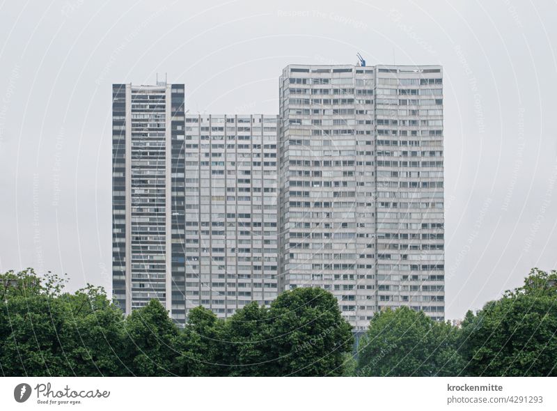 Paris – Wohnkomplex im 15. Arrondissement mit Bäumen Europa Frankreich Architektur Hauptstadt Farbfoto Menschenleer Bauwerk Außenaufnahme Tourismus Tag