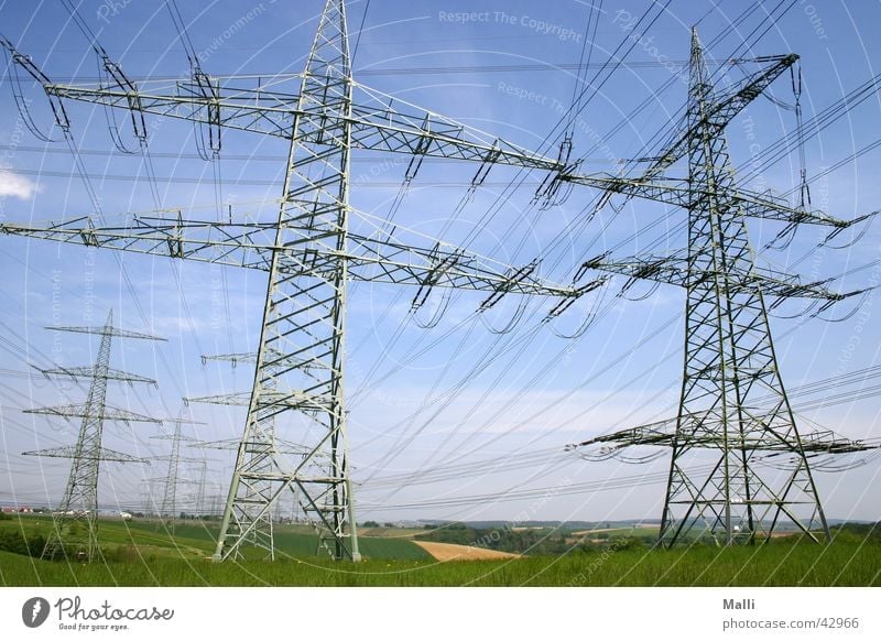 energy Elektrizität Strommast Weitwinkel Industrie Kabel Himmel Leitung