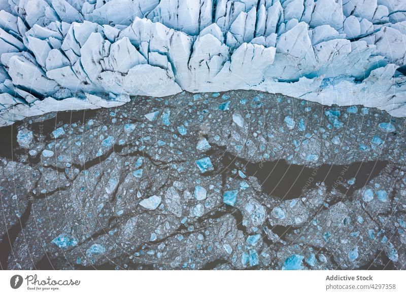Kaltes Meerwasser in Gletschernähe MEER Wasser Eis kalt Scholle Ufer Winter Saison gefroren Island Frost arktische Schnee polar Eisberg Norden Natur Wetter