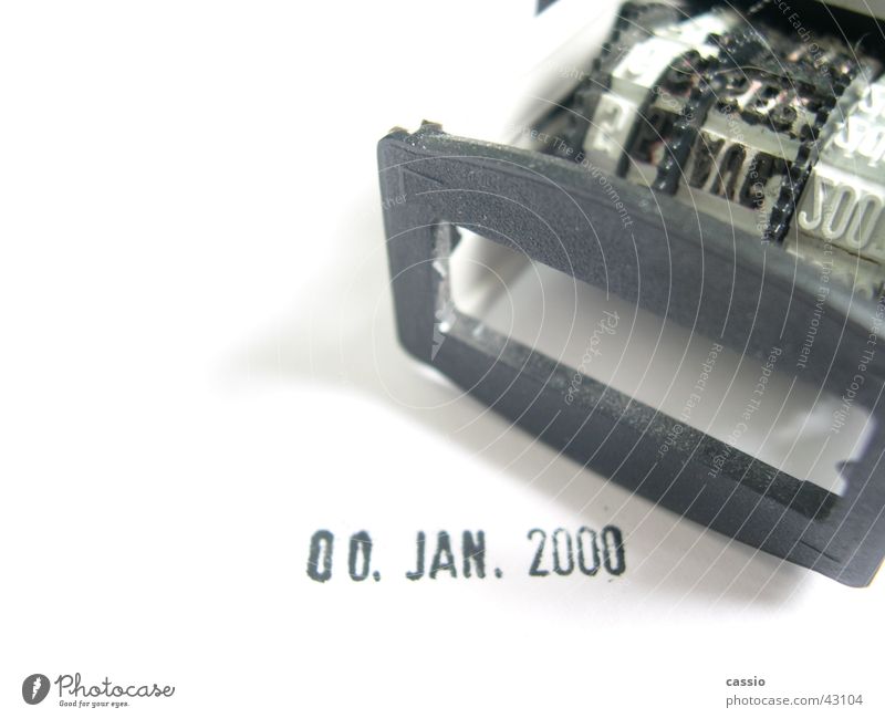 Realitätsverlust. Verabredung 2000 Januar leer Datumsstempel schwarz weiß Stempel Millenium Druck Termin & Datum