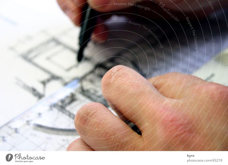 Architekt Gemälde Schreibstift Hand Finger Wohnung Haus Wand Millimeter Lineal schwarz Genauigkeit Präzision Mann Zeichnung Linie Skala maßstab messen