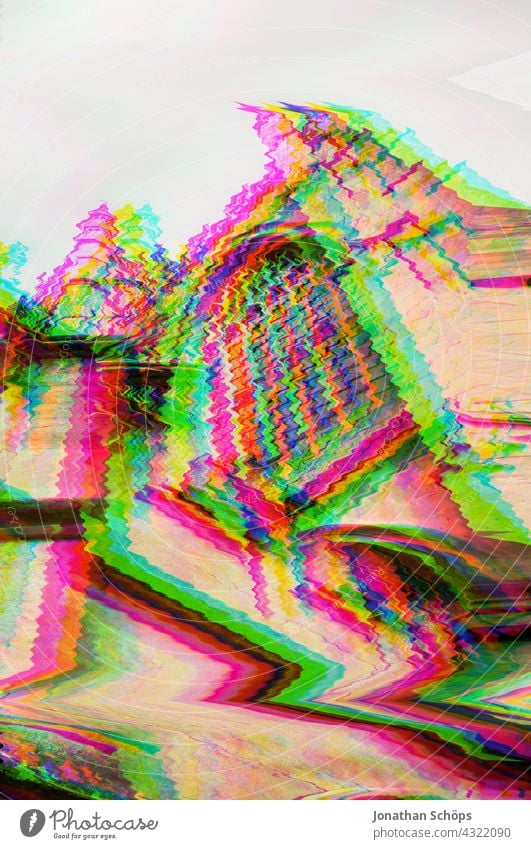 Kirche in Bath, England, mehrfarbig Glitch Effekt Farbfoto Gott Erlösung Farbe Religion & Glaube geheimnisvoll Frieden Erwartung Kreuz bunt Spiritualität fehler