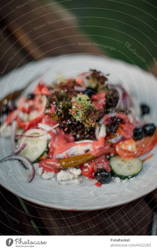 #A# Ziegenkäsesalat Salat Dressing lecker Essen Ernährung Teller Lebensmittel Salatbeilage Vegetarische Ernährung Diät Bioprodukte Mittagessen Zwiebel Gurke