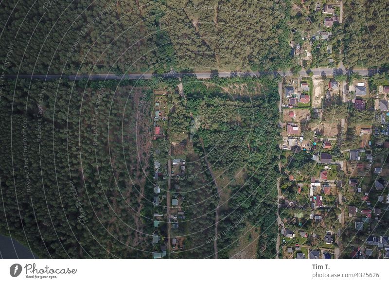 ein Brandenburger Ort von oben Drohnenansicht Außenaufnahme Menschenleer Landschaft Natur Umwelt Farbfoto Wald Tag Baum grün