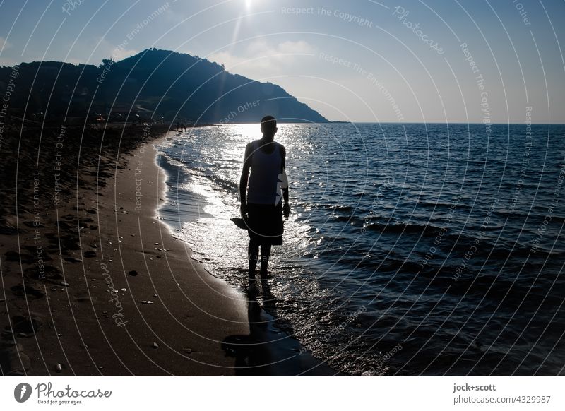 sonnige Erinnerung an den Urlaub am Meer Korfu Griechenland Strand Abendstimmung Himmel Sommer Tourismus Ferien & Urlaub & Reisen Küste Landschaft Natur