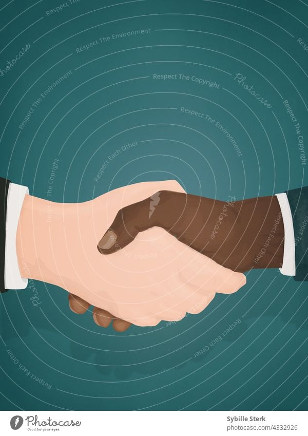 Zwei Geschäftsleute schütteln sich die Hände Hände schütteln Männer Business Händeschütteln Schwarzer Mann Weißer Mann Rennen rassisch Gleichstellung BLM
