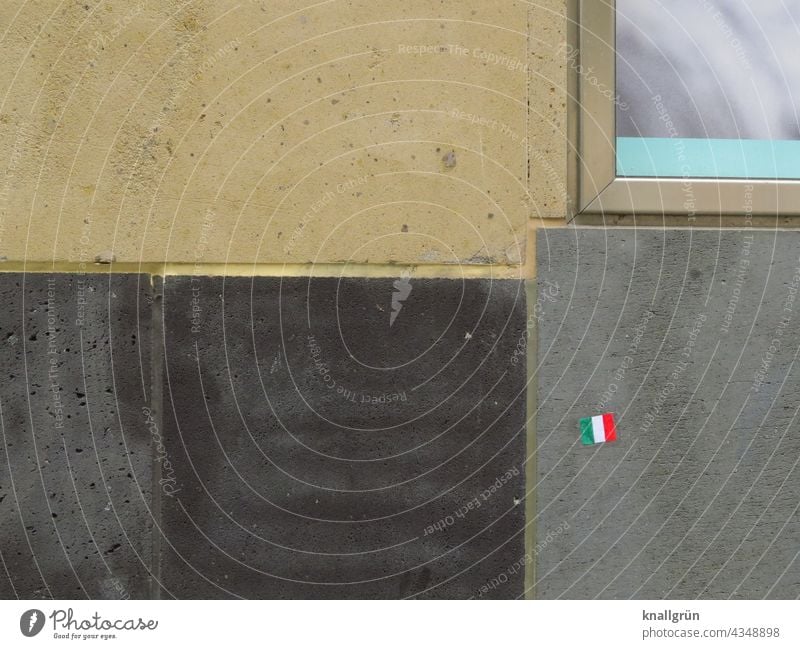 Italien Aufkleber Strukturen & Formen Farbfoto Außenaufnahme Menschenleer Tag Nahaufnahme Muster Gedeckte Farben Linie Architektur Fassade Wand Mauer Geometrie