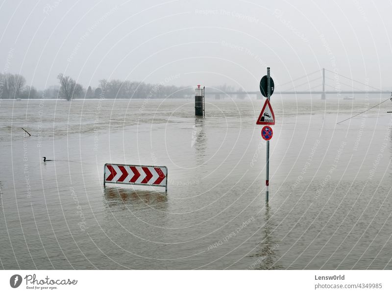 Extremwetter: Überfluteter Parkplatz in Düsseldorf, Deutschland Klima Klimawandel Desaster fluten überflutete Straße globale Erwärmung Naturkatastrophe