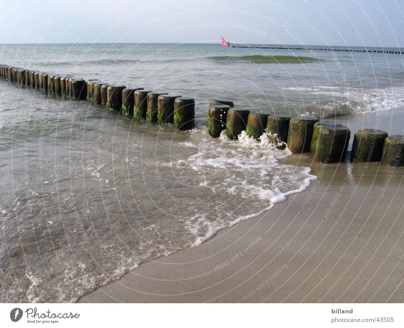 Ostsee Strand Meer Wellen Gischt Sommer Wasser Sand Buhne Sonne