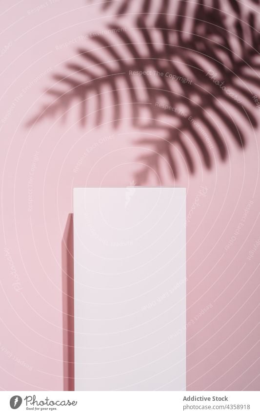 Weißer Boxsockel vor rosa Hintergrund Kasten weiß Schatten Produktstadium Sommer Sockel sehr wenige Wand Kunst konzeptionell Produktplatzierung abstrakt