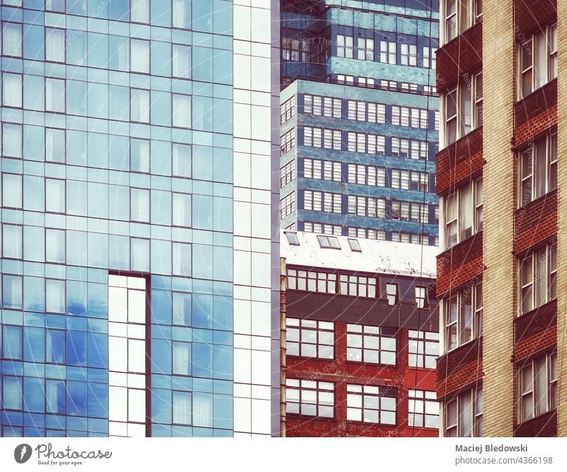 New York City diverse Architektur, farbig getöntes Bild, USA. Großstadt neu Gebäude Wolkenkratzer Wand Manhattan Business Büro nyc New York State amerika