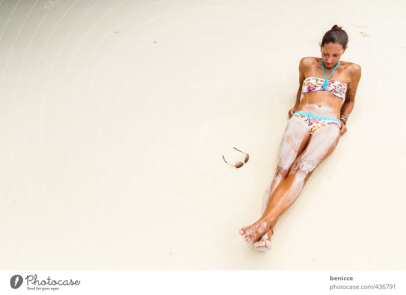 Summer on beach 6 Schlagwort Mensch liegen Strand Vogelperspektive Bikini Ferien & Urlaub & Reisen Thailand Sandstrand Europäer weiß dünn Sommer Erotik