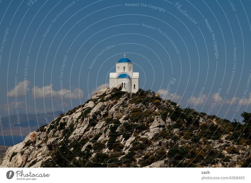 Alleinstellungsmerkmal Griechenland Naxos Kykladen Ägäis Mittelmeer Insel Berge u. Gebirge Kapelle Kirche Hügel Himmel Schönes Wetter blau Orthodoxie