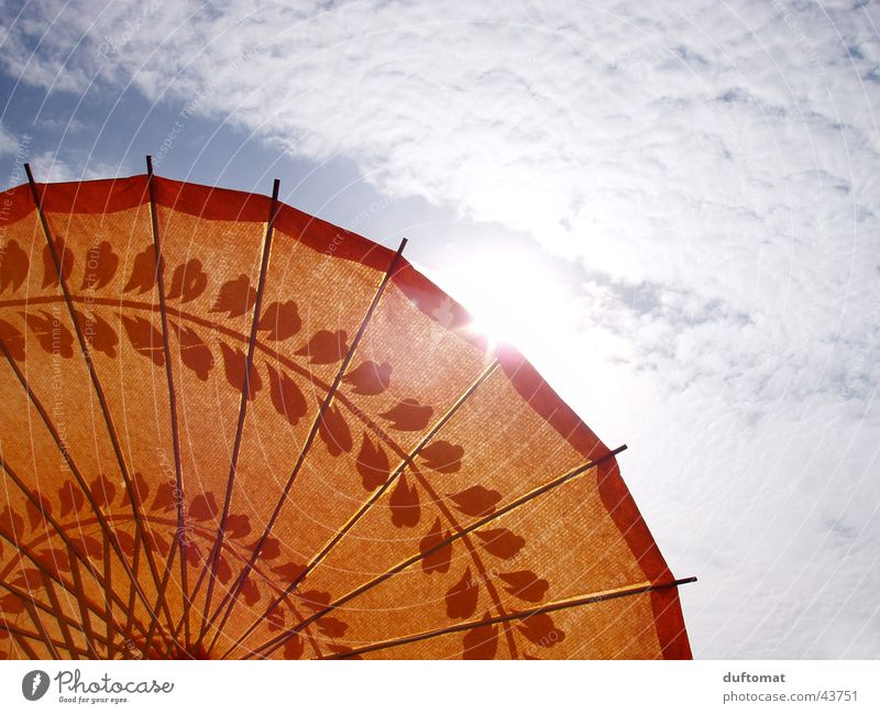 Lass die Sonne rein _ 2 Licht Wolken Asien Sonneschirm Regenschirm Wärme Sonnestrahl orange