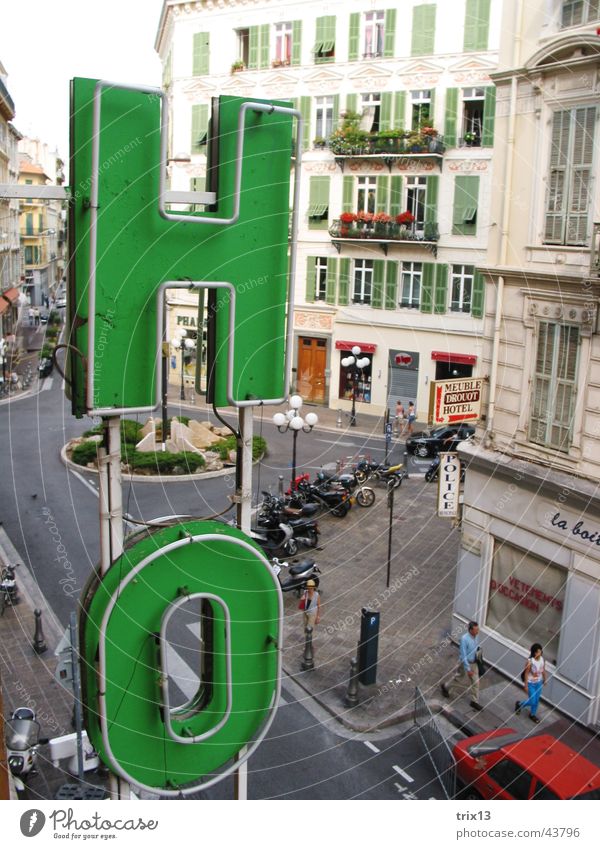 hotel in nizza Hotel Stadt Wort Buchstaben Nizza Frankreich grün Haus Ferien & Urlaub & Reisen Europa Schriftzeichen PKW alt