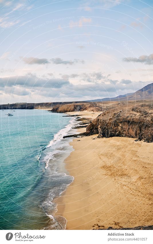 Sandstrand am türkisfarbenen Meer Strand MEER Sommer Resort Wasser Meeresufer Paradies ruhen Fuerteventura Spanien Kanarische Inseln Seeküste Urlaub Küste