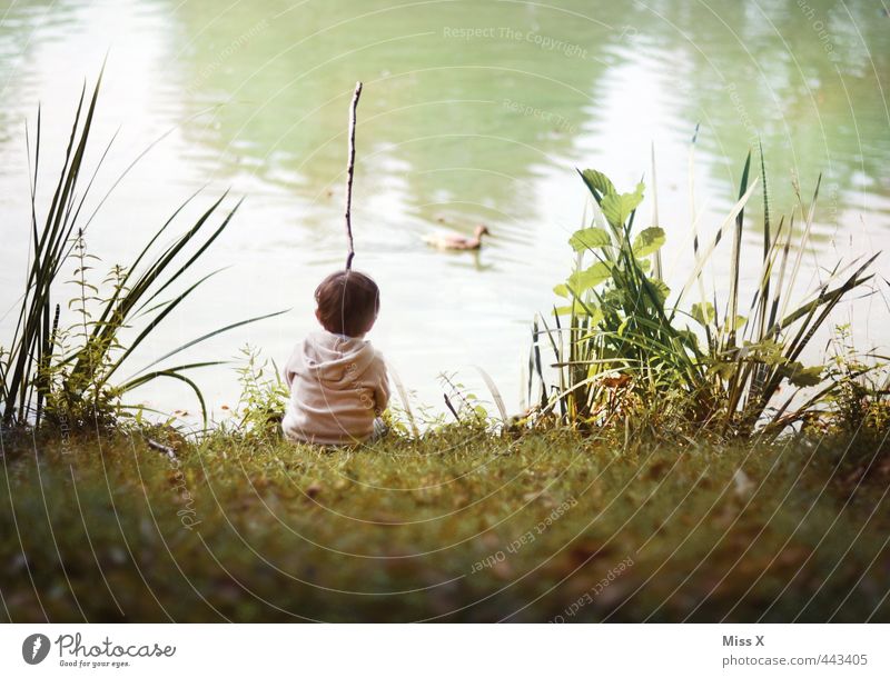 Angler Freizeit & Hobby Spielen Angeln Kinderspiel Mensch Kleinkind Junge 1 1-3 Jahre 3-8 Jahre Kindheit Sommer Wiese Teich See Fluss sitzen warten niedlich