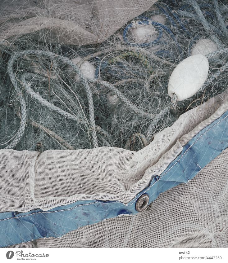 Sammelsurium Fischernetz Seil maritim Strukturen & Formen Menschenleer Detailaufnahme Außenaufnahme Netzwerk Verknotungen Nahaufnahme Arbeitsgeräte Zusammenhalt