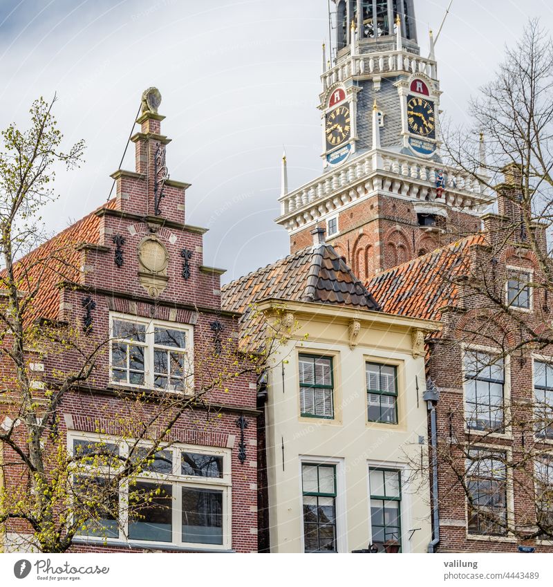 Architektur in Alkmaar, die Niederlande holländisch Europa architektonisch Gebäude Großstadt Farbe farbenfroh Fassade im Freien Turm Stadt urban