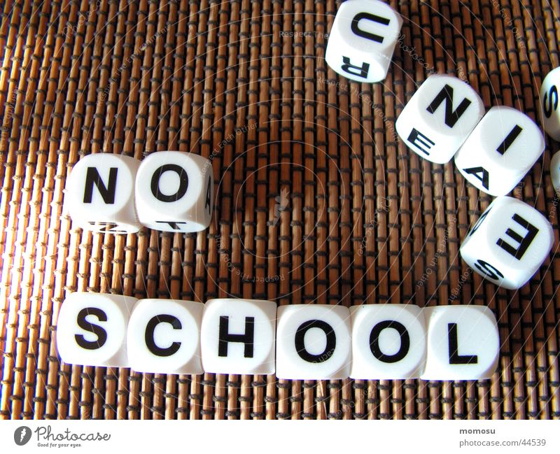 ...nie mehr schule Spielen Wort Buchstaben Freizeit & Hobby Schule school no Würfel