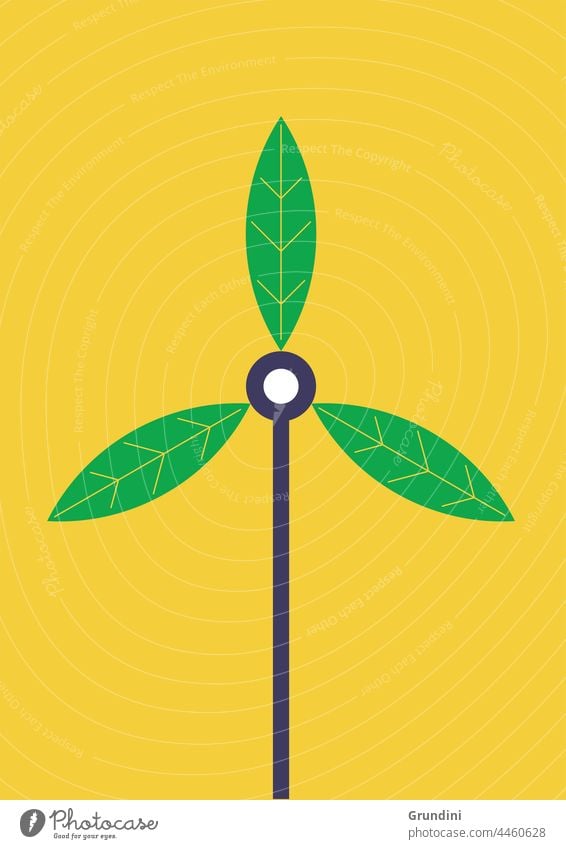 Öko-Wind Ökologie Grafik u. Illustration graphisch einfach ökologisch Windturbine Blätter Klimawandel Erneuerbare Energien erneuerbare Energien