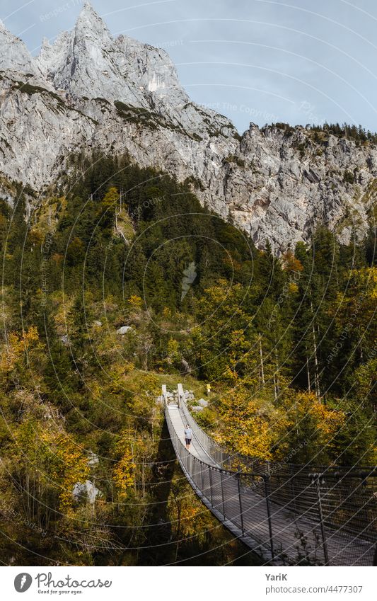 Hängebrücke hängebrück gipfel berge alpen bergsptize spitze spitzig Überqueren wandern wanderung erholung entspannung urlaub outdoor natur herbst herbstlich