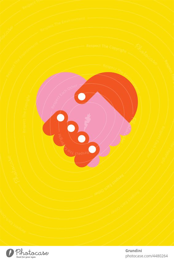Herz Hände Grafik u. Illustration Lifestyle Hände schütteln herzförmig Gruß